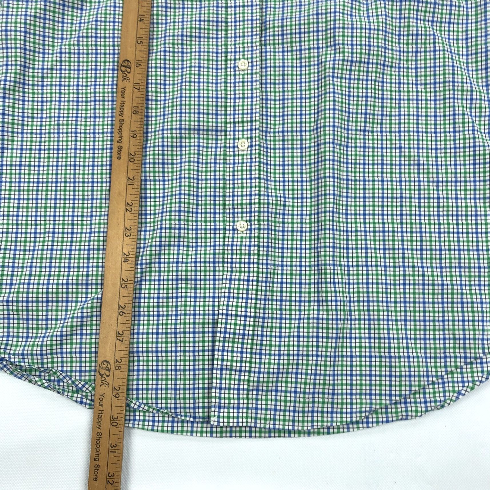 Ralph Lauren Ralph Lauren Men's L Button-Down Cotton Stretch Plaid Gingham Check Shirt, Green Blue White, Long Sleeve, Embroidered Logo, Regular Fit Size US L / EU 52-54 / 3 - 6 Thumbnail