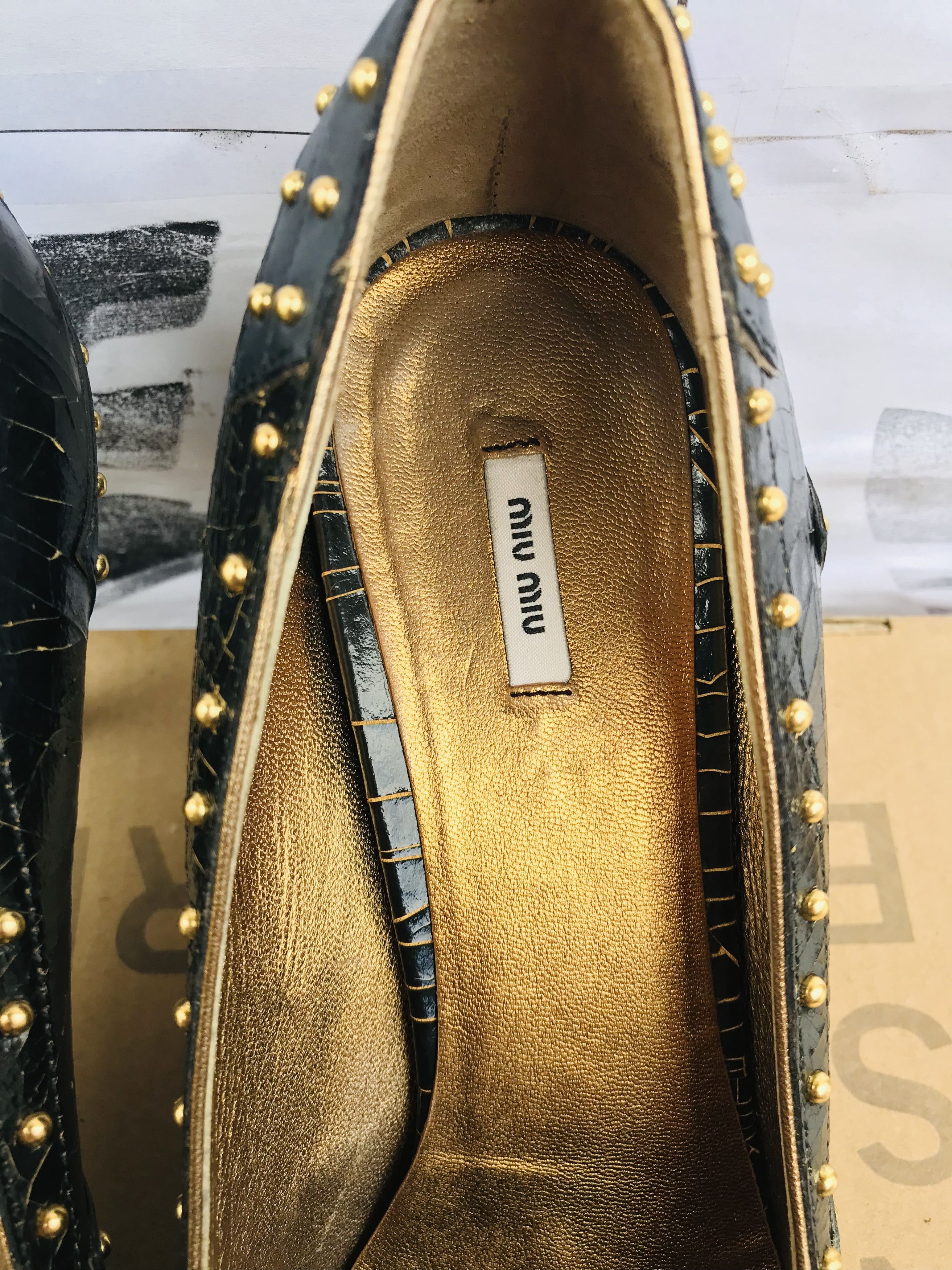 Miu Miu Miu Miu Ribbon Studded Heels Pump 80 mm Toe Leather Size US 9 / IT 39 - 12 Thumbnail