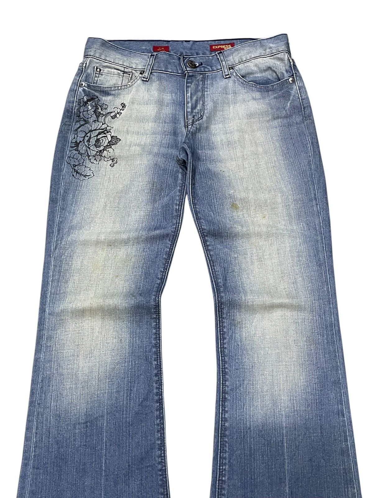 Express × Hysteric Glamour × Japanese Brand Express Jeans Tattoo Wings Tribal Flare Boot Cut Jeans Size US 30 / EU 46 - 4 Thumbnail