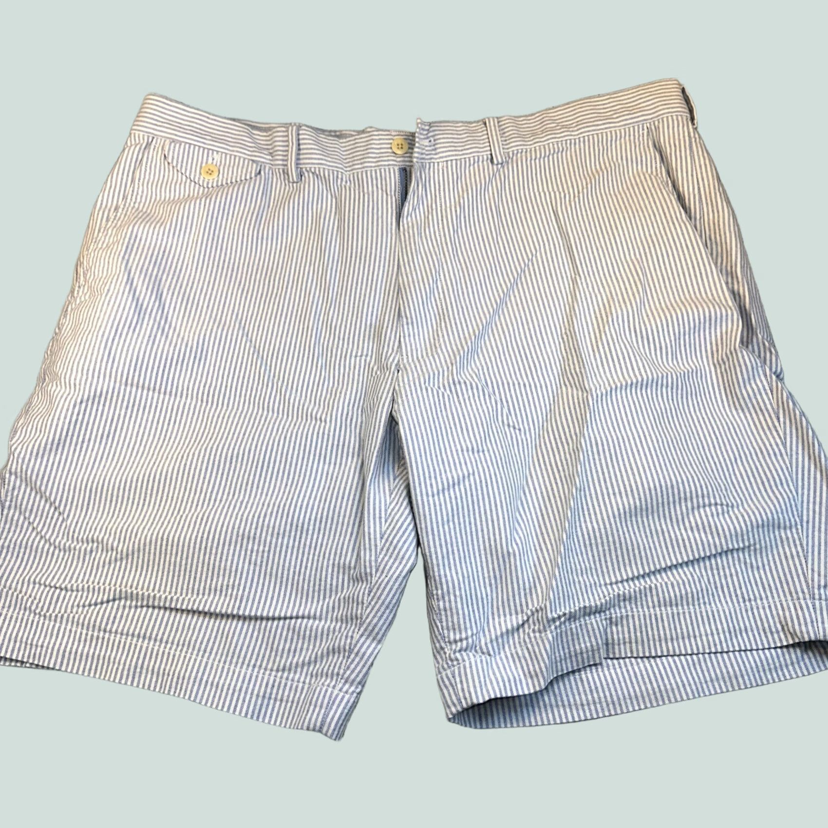 Polo Ralph Lauren Polo Ralph Lauren Bermuda Shorts Blue White Striped Classic Fit Size 40 Men Cotton Blend Zip Pockets Embroidered Logo Size US L / EU 52-54 / 3 - 1 Thumbnail