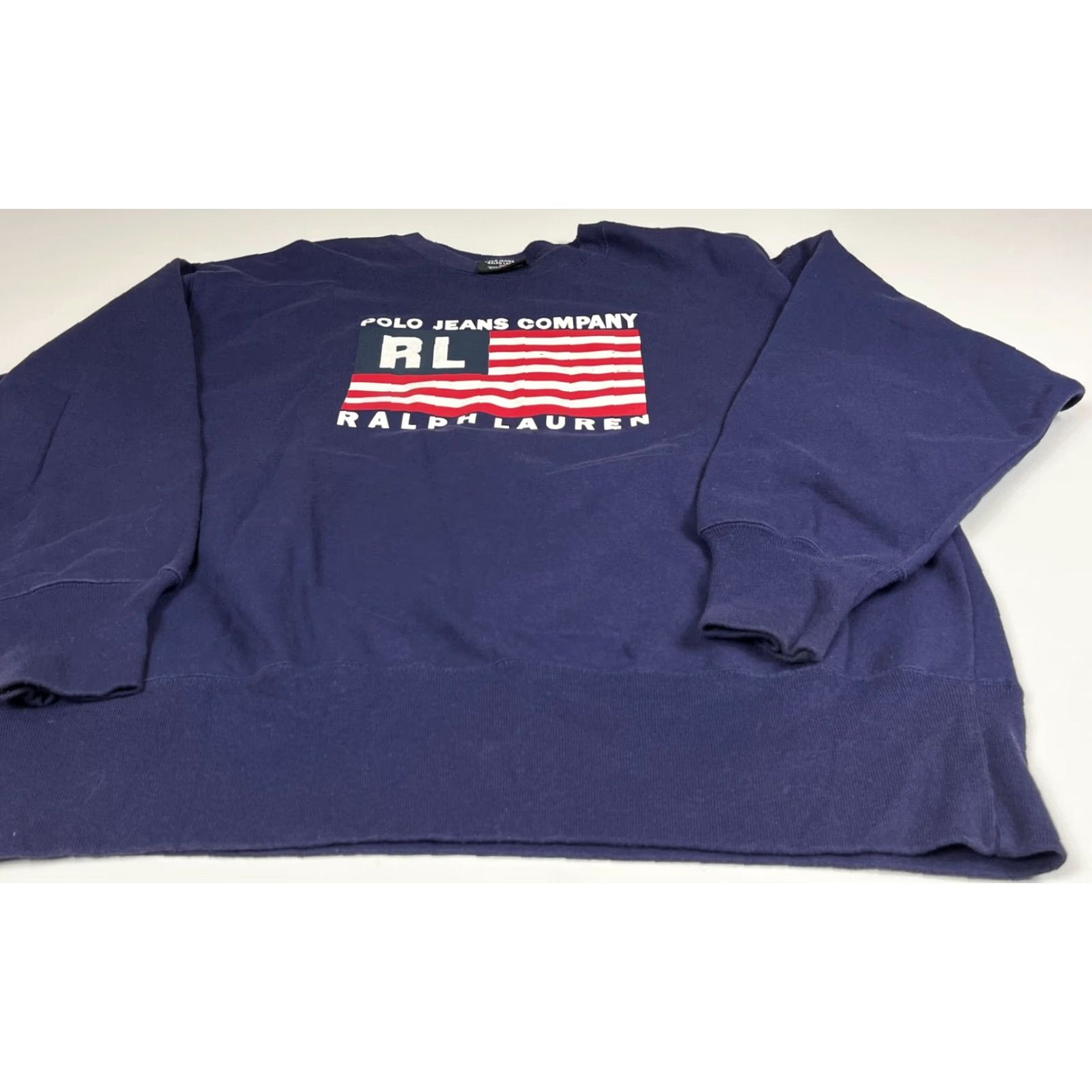 Vintage Polo Jeans Company Men’s Vintage Crewneck Sweatshirt Navy Blue Sz L American Flag Graphic Print Cap Size US L / EU 52-54 / 3 - 4 Thumbnail