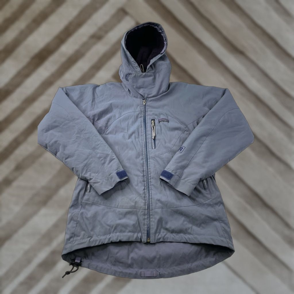 VINTAGE Patagonia Jacket Women Regular Small Blue Knit Lined Hooded Full Zip Softshell Inner Polyester Nylon