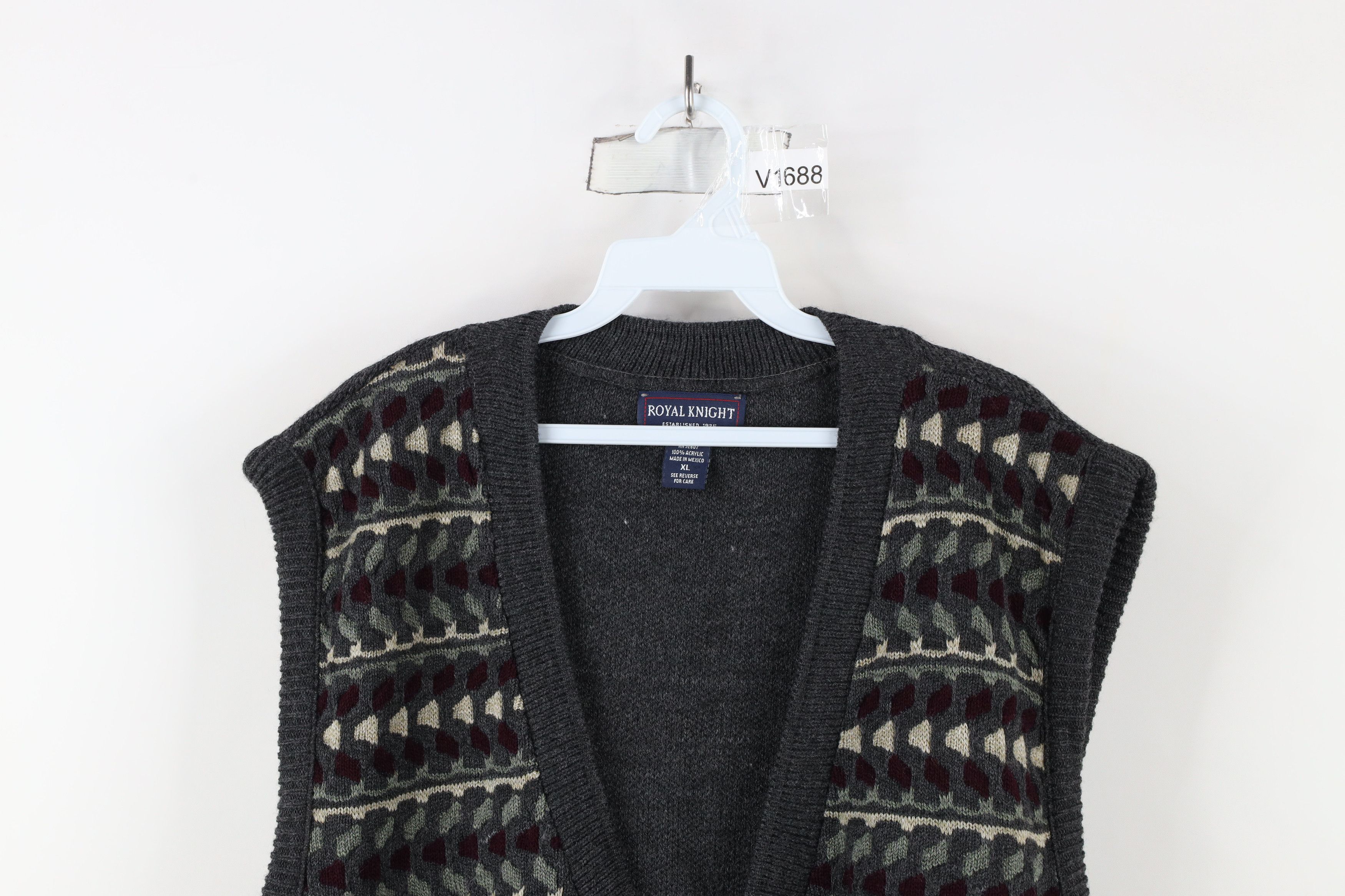 Vintage Vintage 90s Streetwear Knit Cardigan Sweater Vest Acrylic Size US XL / EU 56 / 4 - 2 Thumbnail