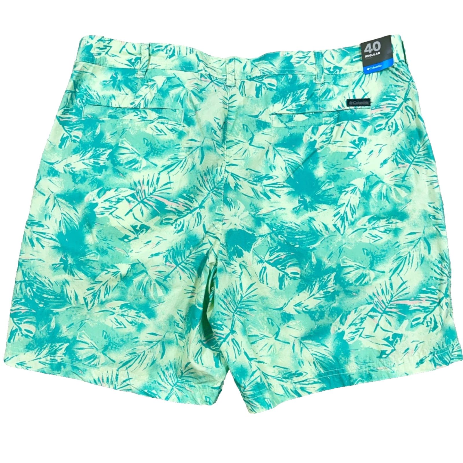 Vintage Columbia Shorts Men 40 Green Chino Palm Print Floral Washed Out Flat Front NEW Size US 40 / EU 56 - 2 Thumbnail