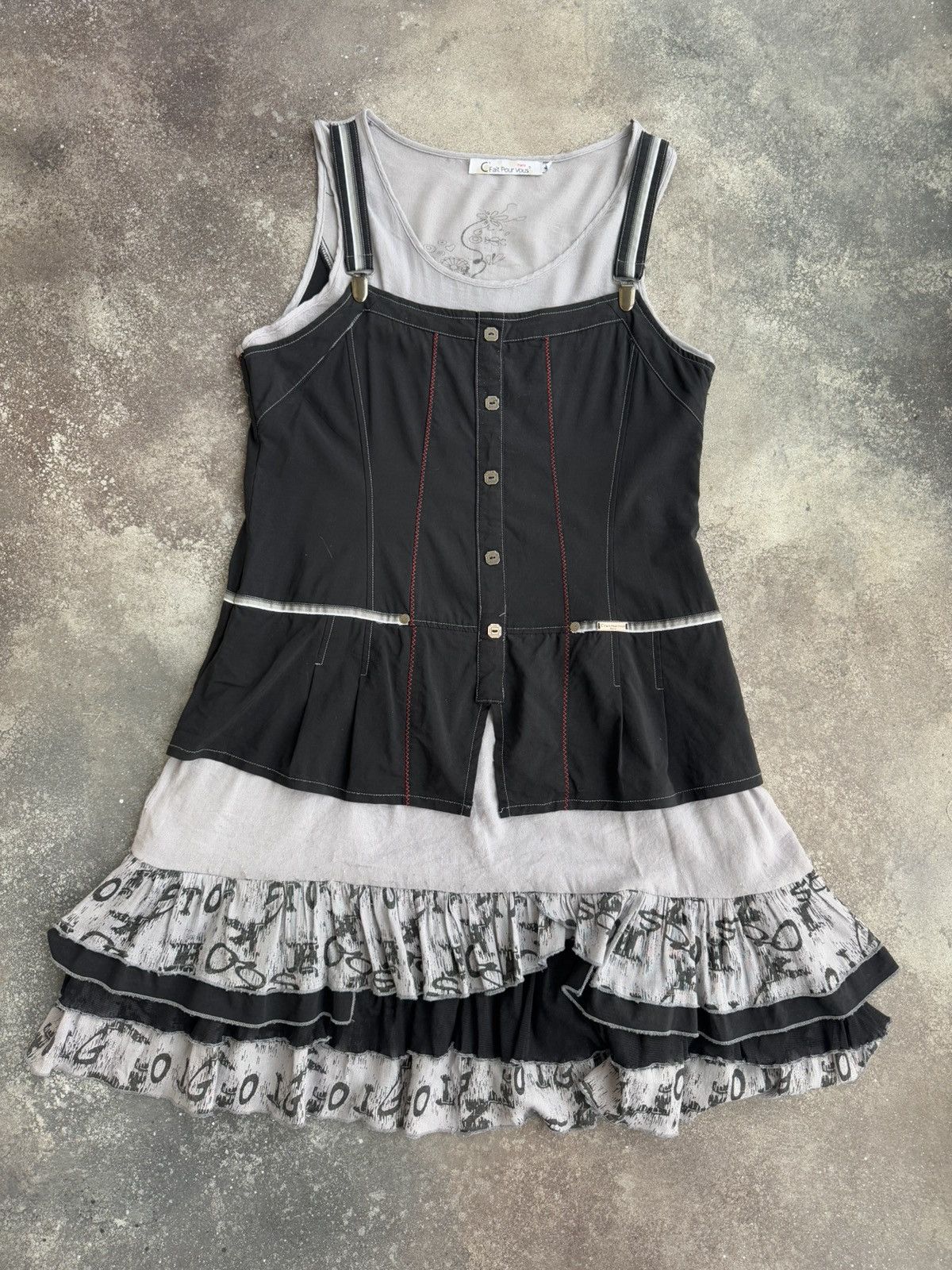 20471120 × Japanese Brand C’Fait Pour Vous Paris Vintage Avant Garde Dress Size L / US 10 / IT 46 - 2 Thumbnail