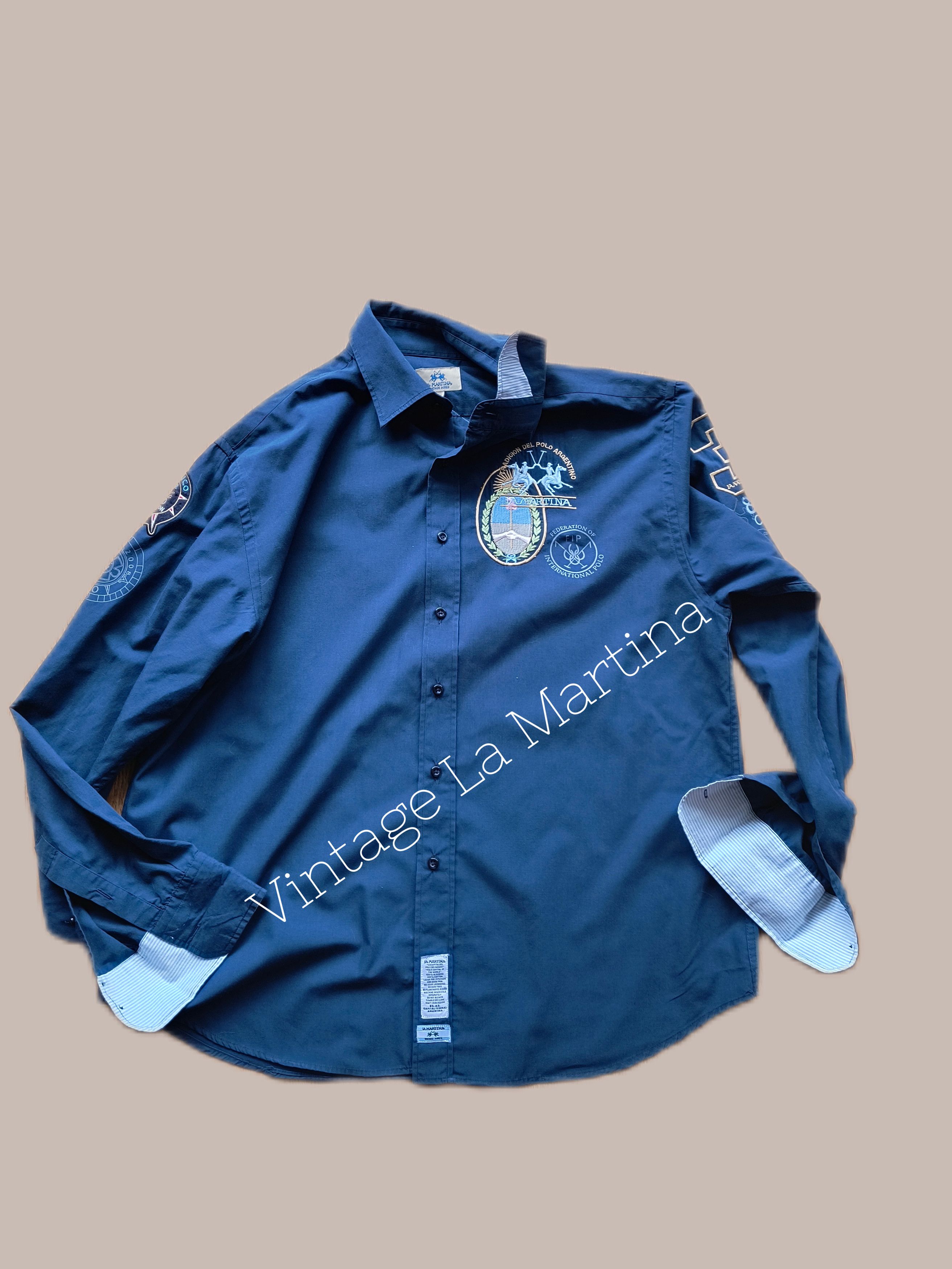 image of Vintage La Martina 2008 Mexico World Championship Shirt in Navy, Men's (Size 2XL)