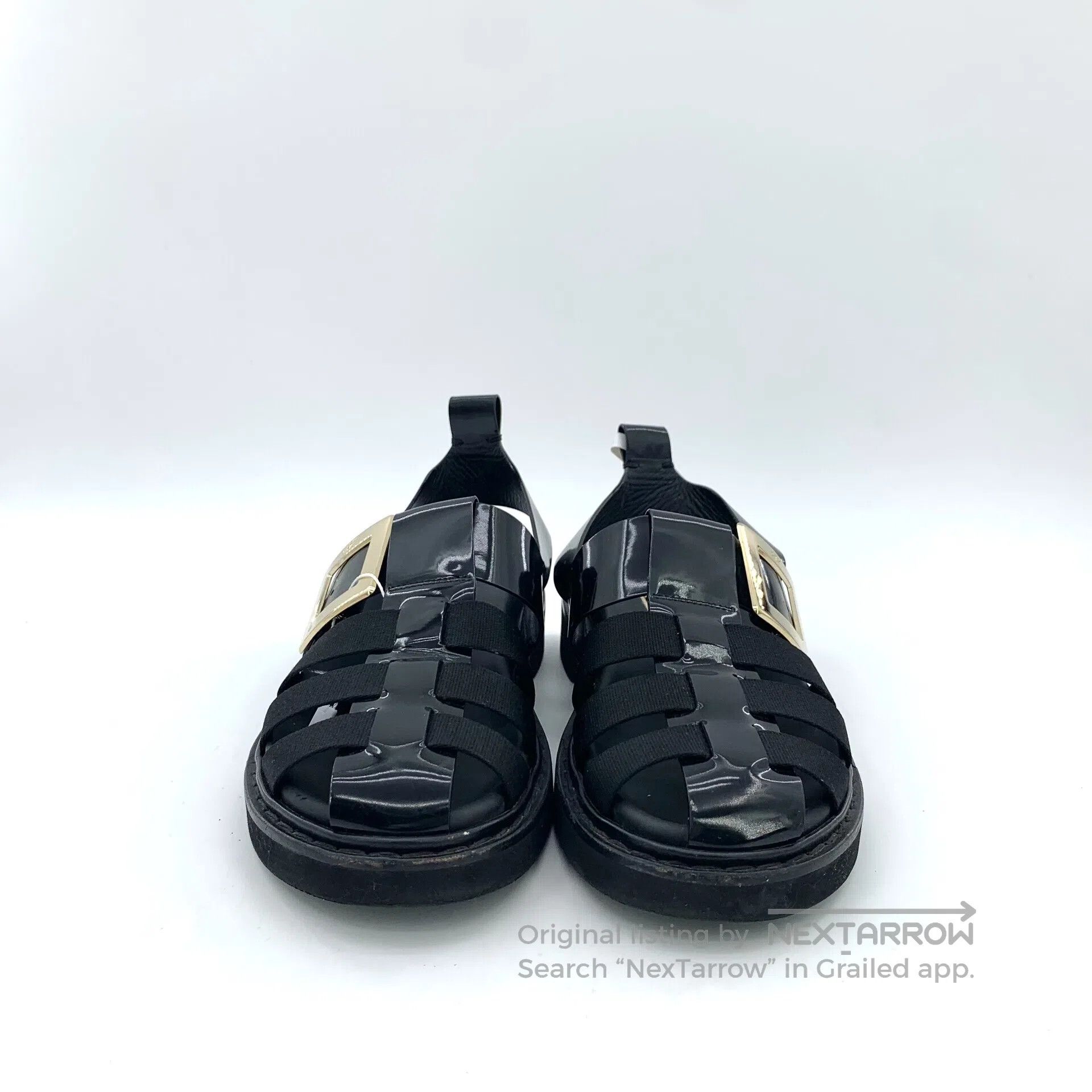Roger Vivier Roger Vivier Black Square Buckle Lacing Casual Flat Sandal Size US 6.5 / IT 36.5 - 3 Thumbnail