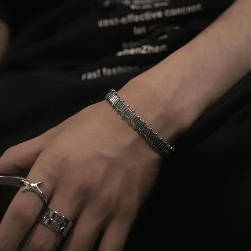 Jewelry Broken Silver Cuff – Wide Cold Wind Bracelet, Unisex Size ONE SIZE - 1 Thumbnail