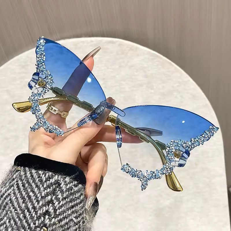 Japanese Brand Luxury Aesthetic Butterfly Shades – Hand-Set Rhinestones Size ONE SIZE - 1 Thumbnail