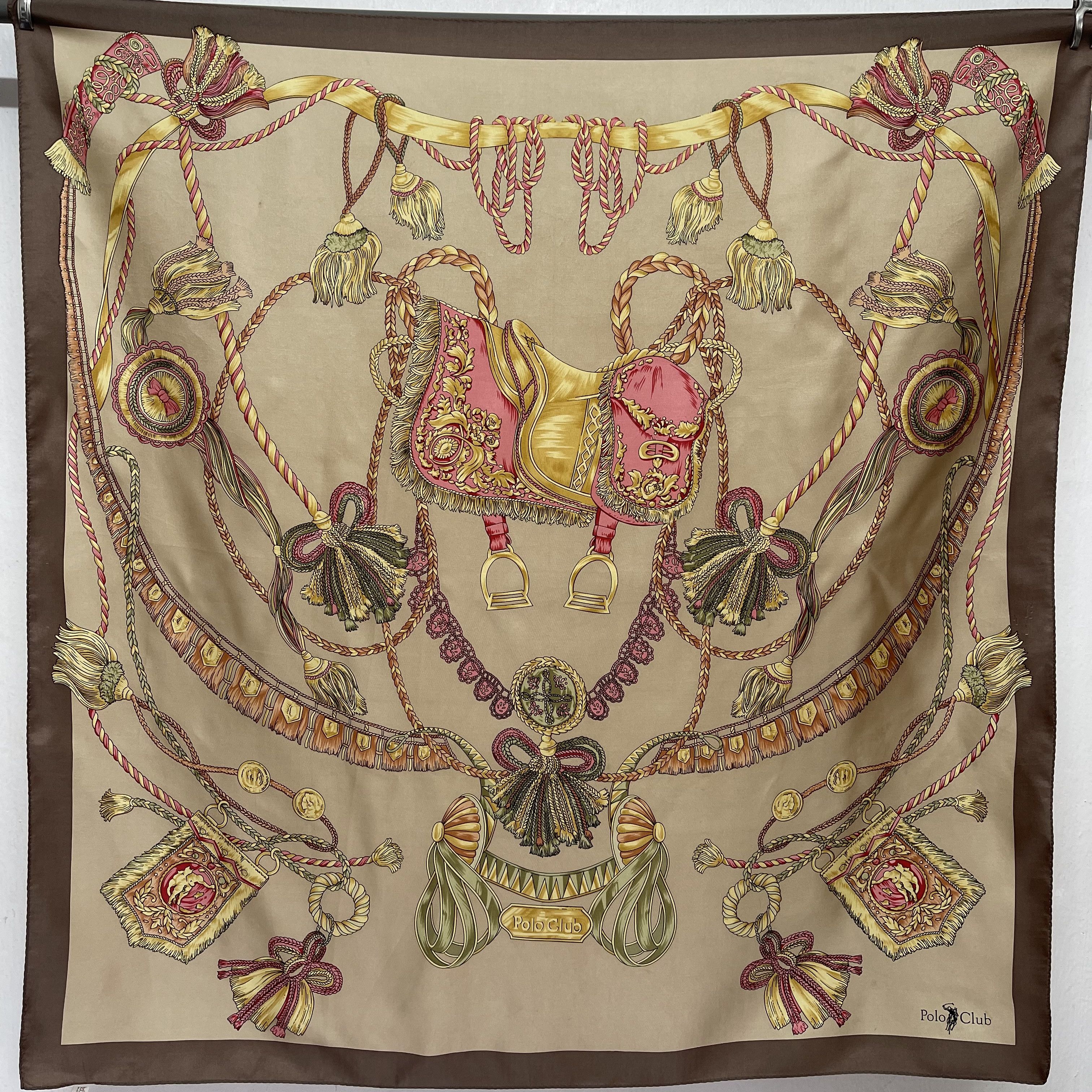 Other Vintage Polo Club Silk Scarf Luxury Motif Babushka- S7042 Size ONE SIZE - 4 Thumbnail