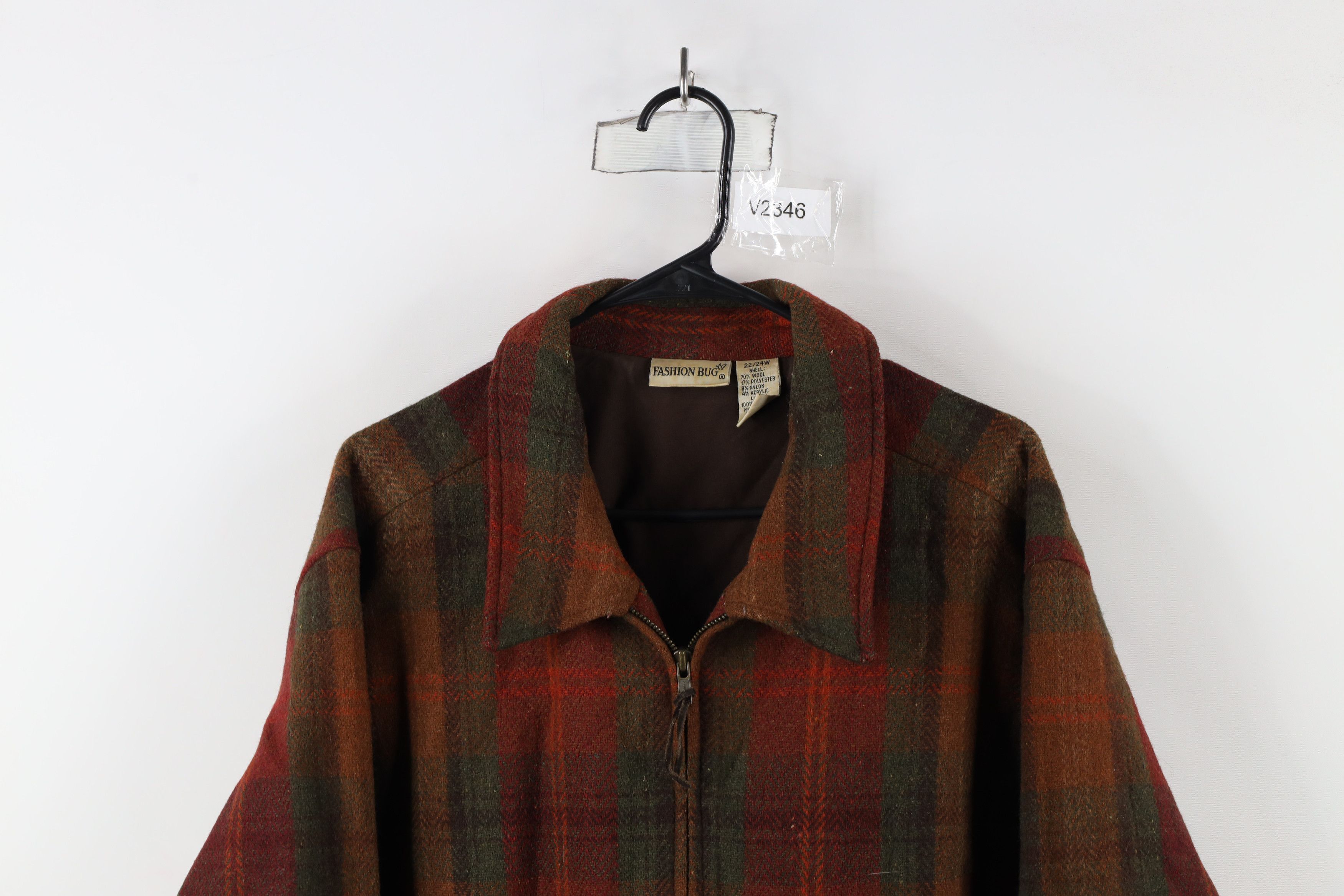 Vintage Vintage 90s Streetwear Back Wool Tweed Bomber Jacket Plaid Size 3XL / US 20-22 - 2 Thumbnail