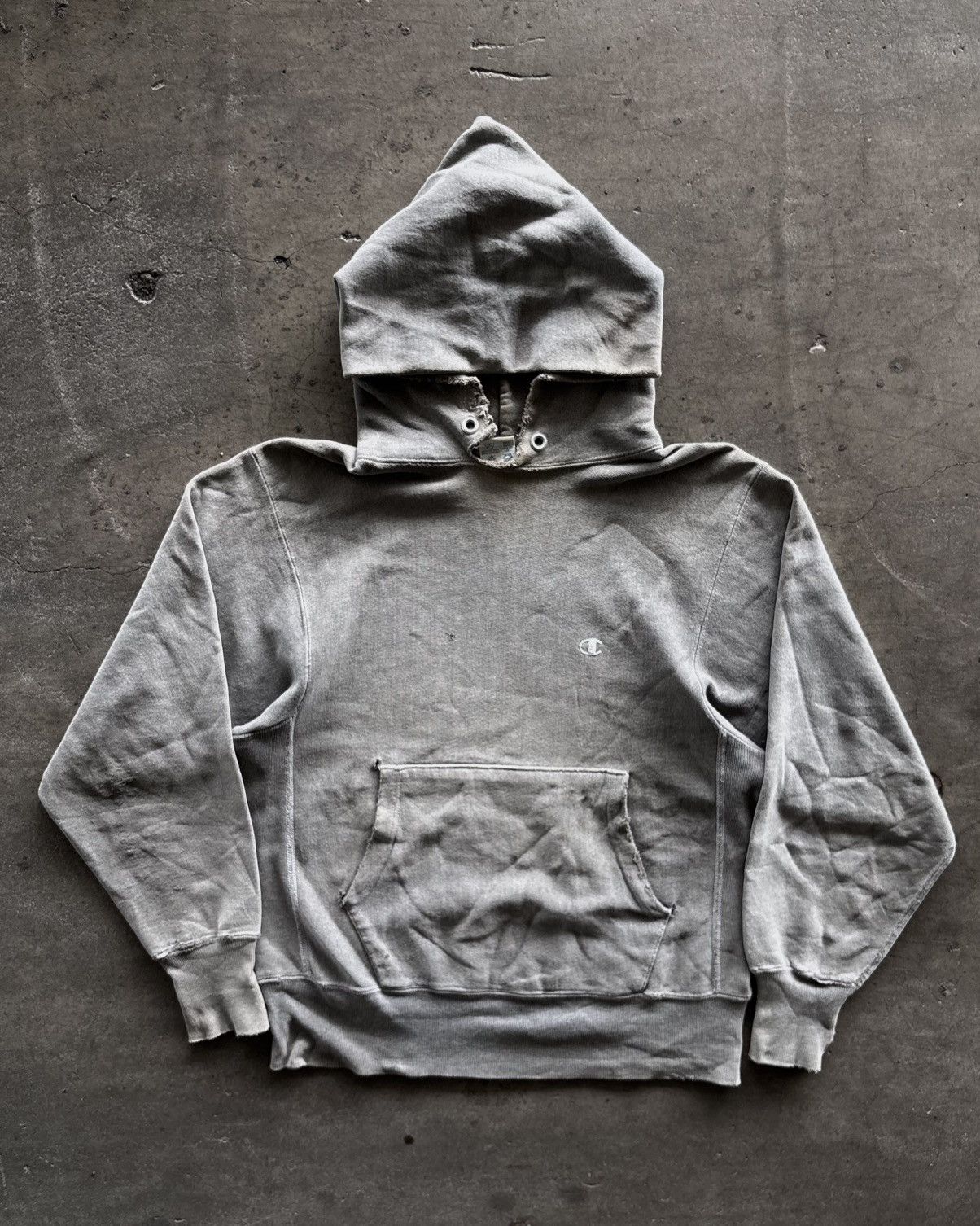 Champion 80s Champions Reverse Weave Distressed Faded Grey Hoodie Size US M / EU 48-50 / 2 - 2 Thumbnail