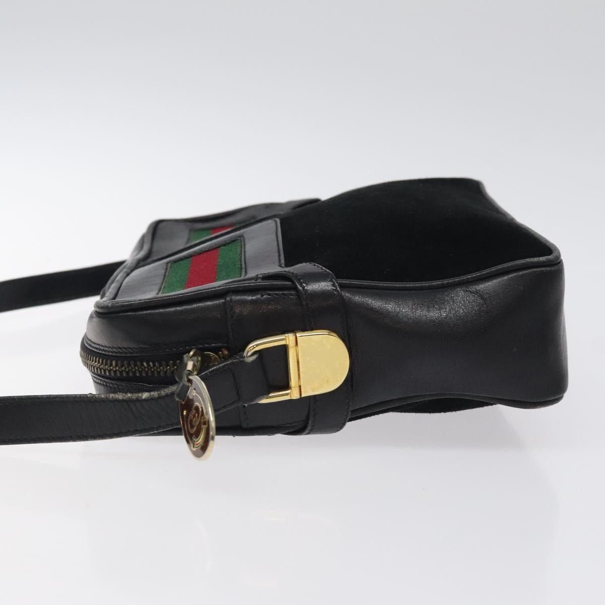 Gucci GUCCI Web Sherry Line Shoulder Bag Suede Black Gold Red Size ONE SIZE - 5 Thumbnail