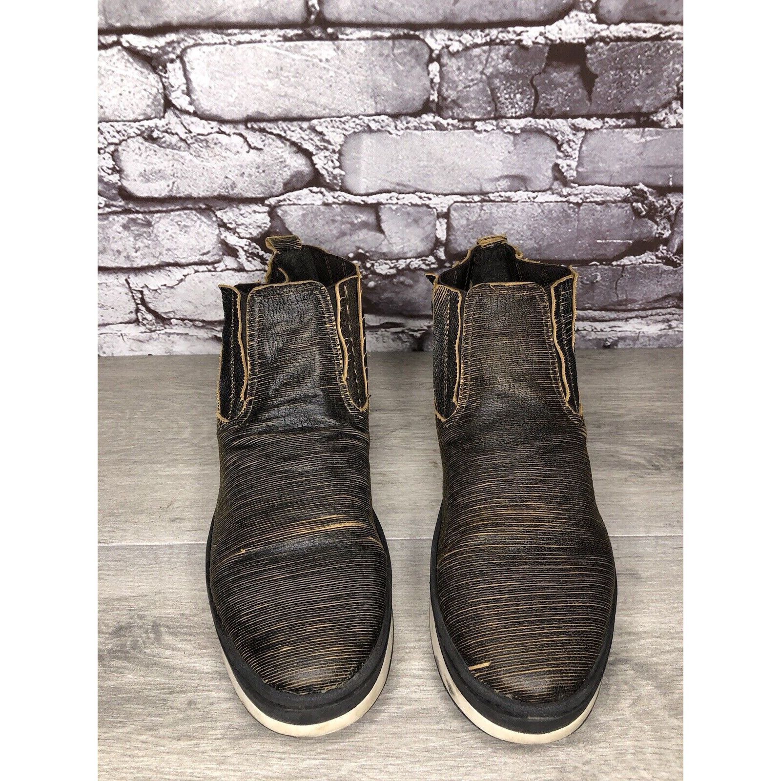 Free People Free People Black Leather Distressed Chelsea Booties Boots W Size US 10.5 / IT 40.5 - 19 Thumbnail