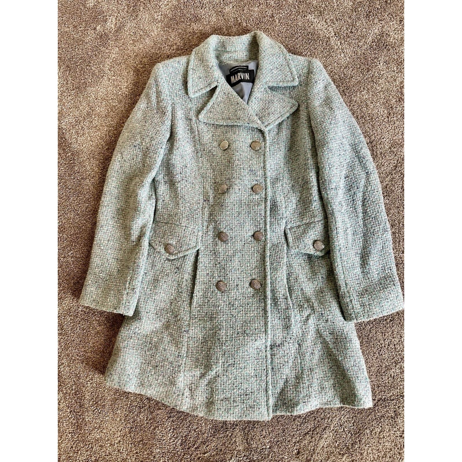 Other Marvin Richards Overcoat Women M Blue Double Breasted Wool Size M / US 6-8 / IT 42-44 - 1 Thumbnail