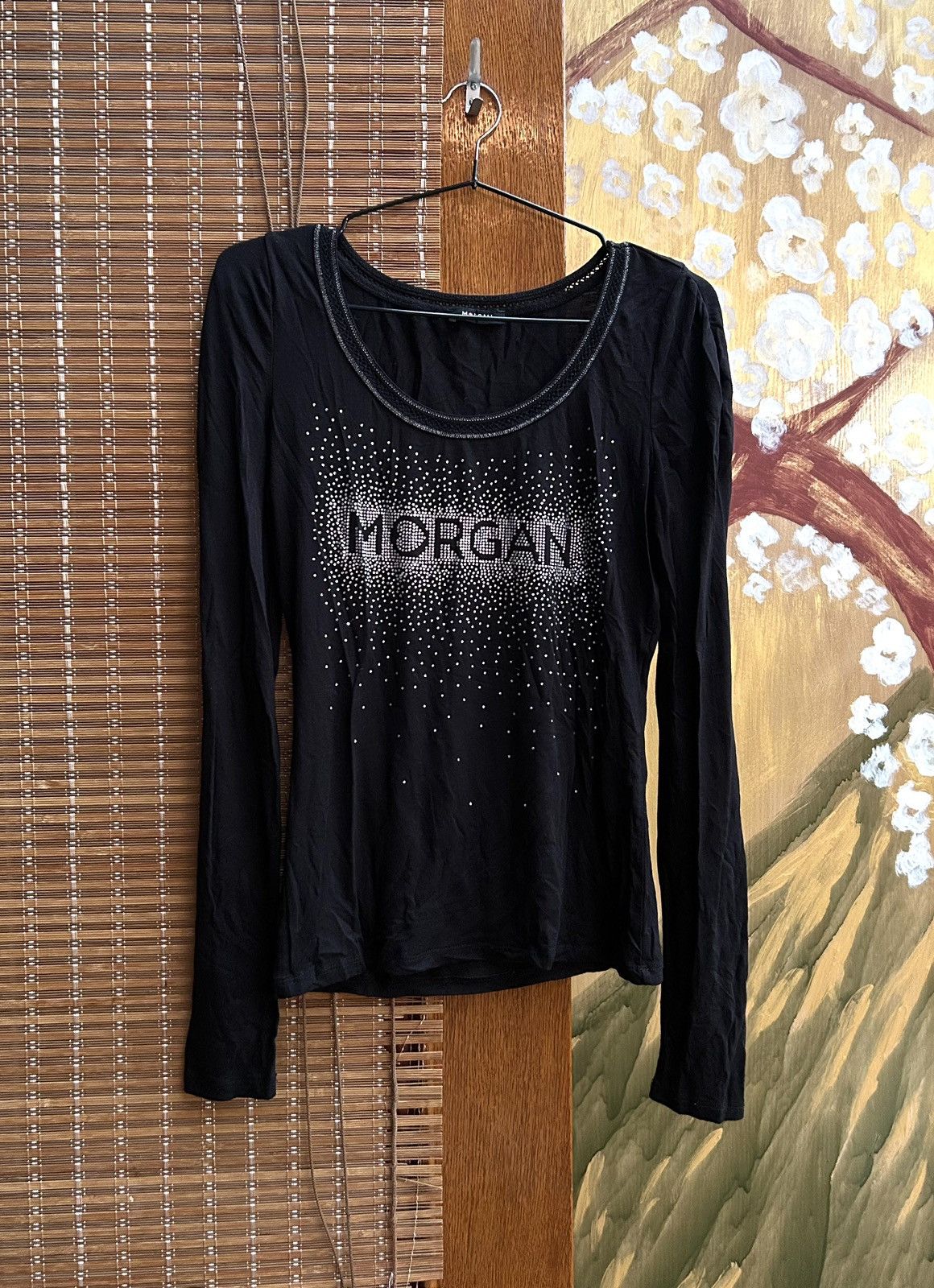 Morgan De Toi Vintage Morgan Rhinestone Logo Long Sleeve Top Black Y2K Size XS / US 0-2 / IT 36-38 - 1 Thumbnail
