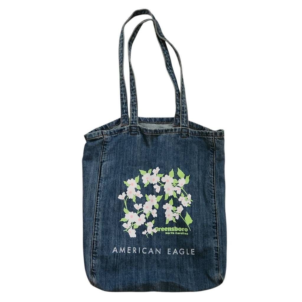 American Eagle Outfitters American Eagle Denim Greensboro NC Floral Graphic Tote Bag Size ONE SIZE - 1 Thumbnail