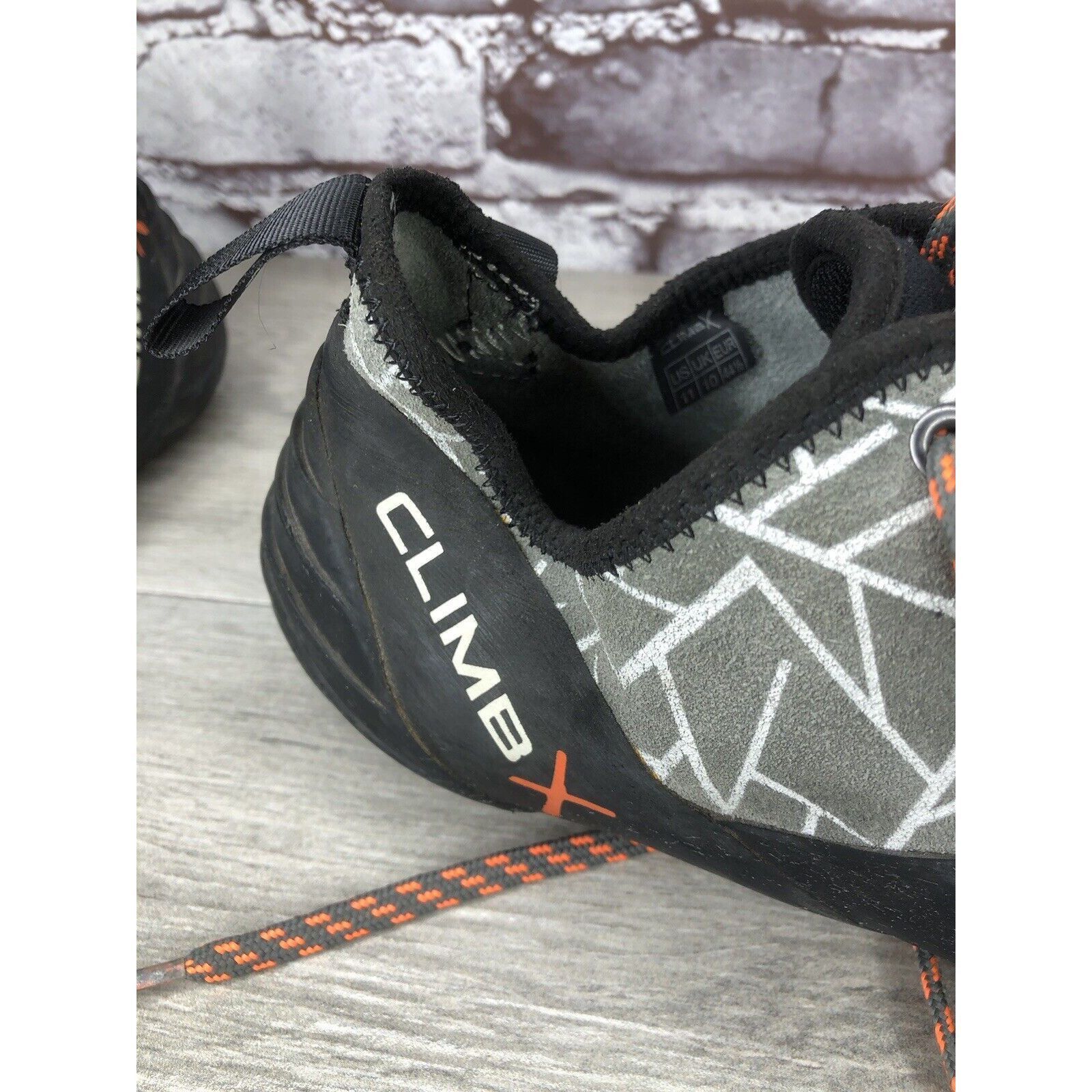 Other Climb X Grey Synthetic Orange Lace Black Climbing Shoes Men Size US 11 / EU 44 - 17 Thumbnail
