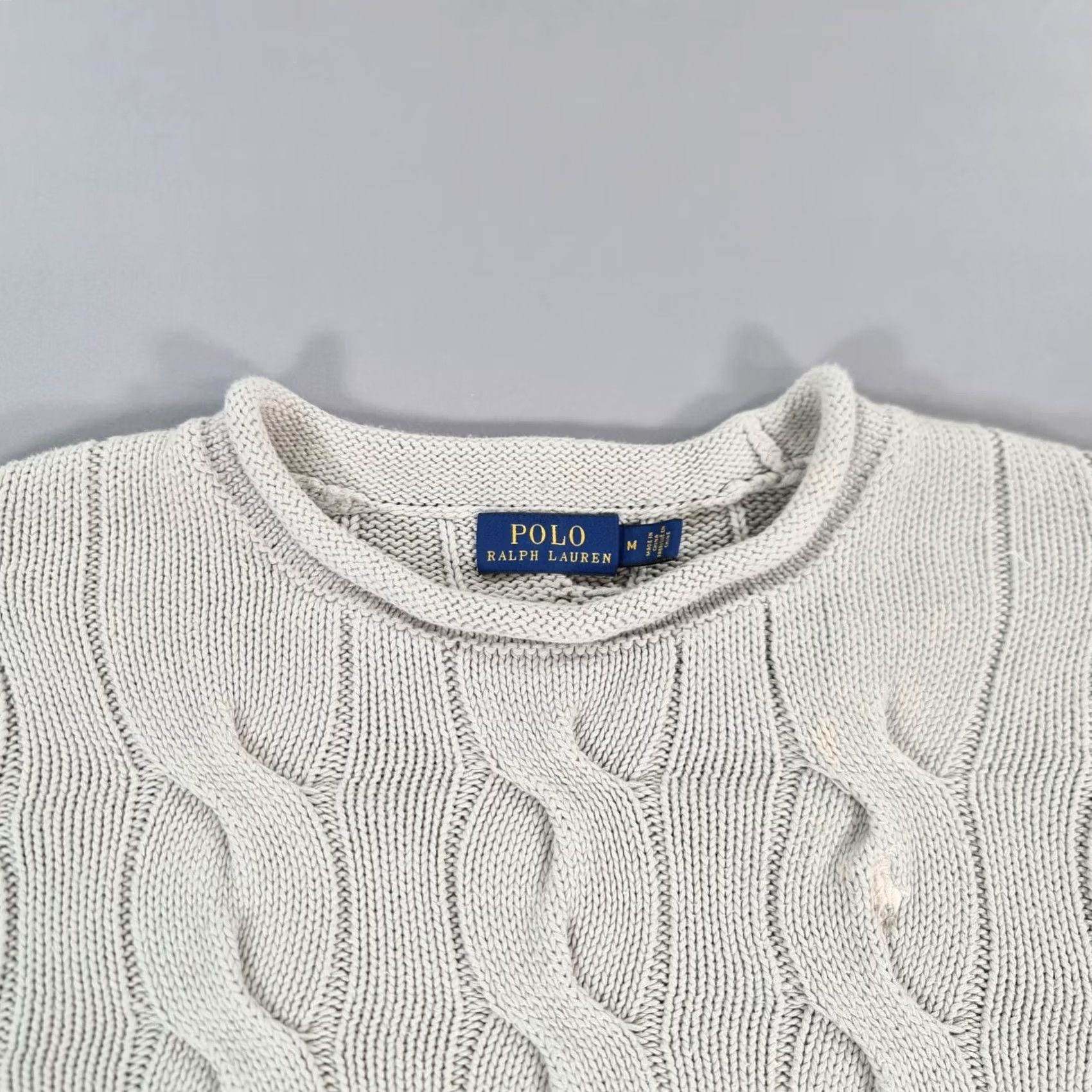 Polo Ralph Lauren Polo Ralph Lauren Jumper Womens Grey Medium Cable Knit Cotton Pullover Crew Neck Long Sleeve Size M / US 6-8 / IT 42-44 - 2 Thumbnail