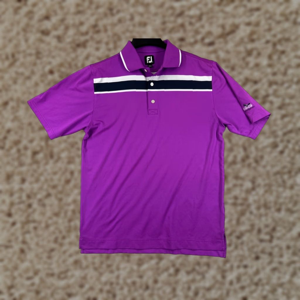 Footjoy FootJoy Polo Shirt Men Medium Purple Stripe Short Sleeve Golf Polo Lightweight Shirt Mens Purple Stripe FootJoy Size US M / EU 48-50 / 2 - 1 Thumbnail