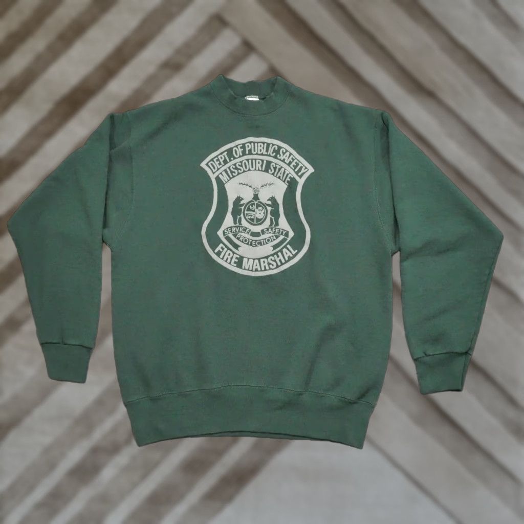 Fruit Of The Loom VINTAGE Fire Marshal Sweatshirt Men Large Green Pullover Missouri Department 90s Nike Size US L / EU 52-54 / 3 - 1 Thumbnail