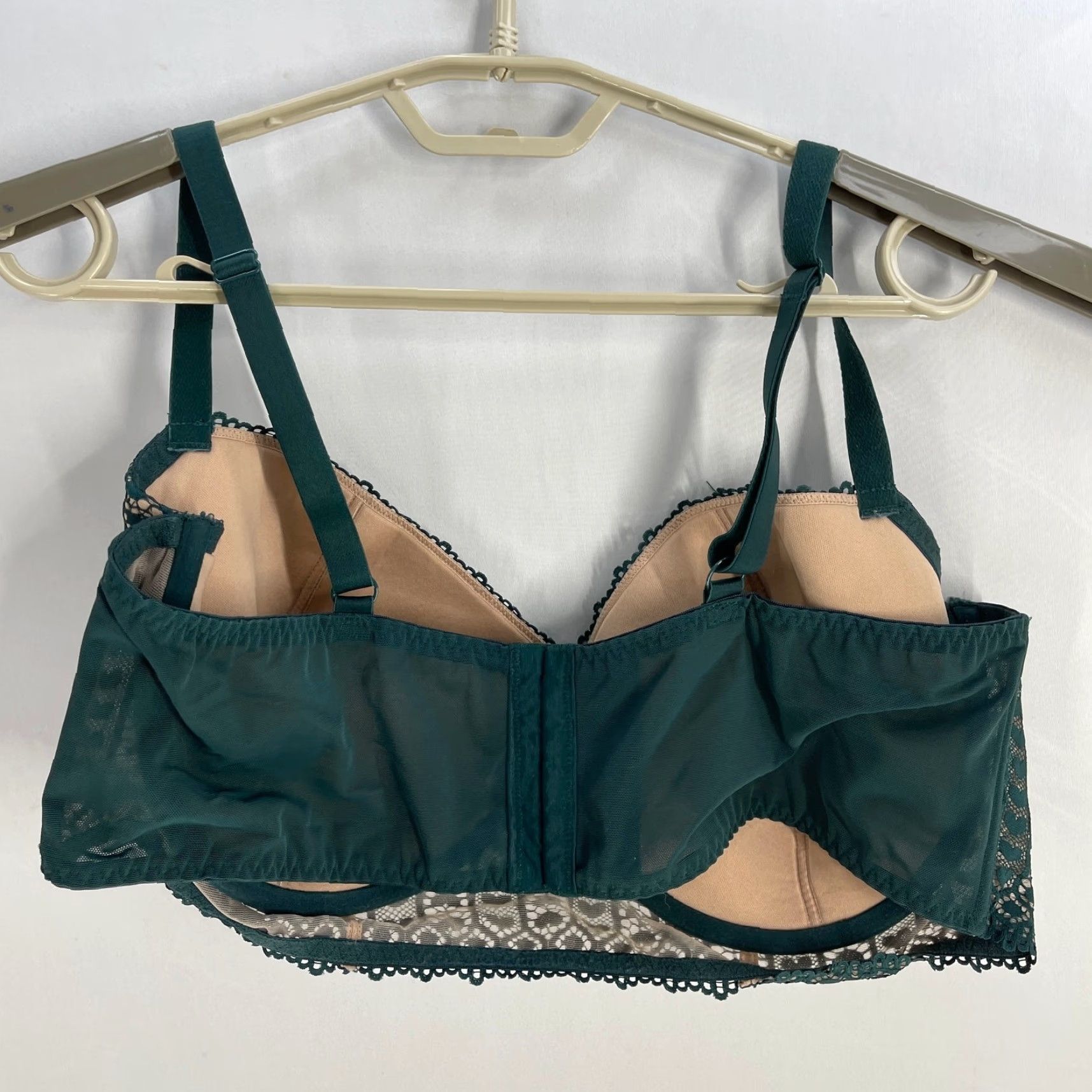 Vintage Adore Me Nymphadora Contour Balconette Bra Green Lace Overlay 44D Underwire Women's Bra Size ONE SIZE - 3 Thumbnail