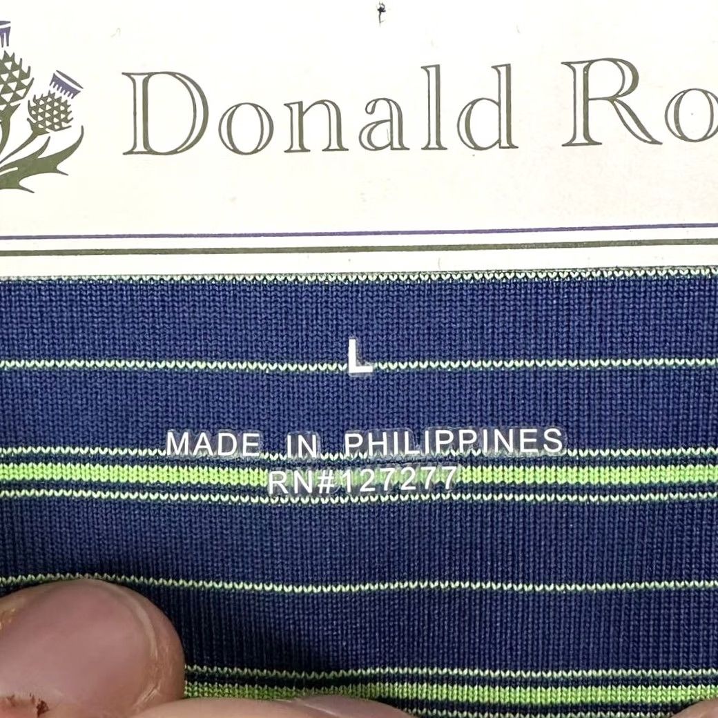 Vintage Donald Ross Polo Shirt Adult Large Navy Green Striped Golf Rugby Mens Size US L / EU 52-54 / 3 - 5 Thumbnail