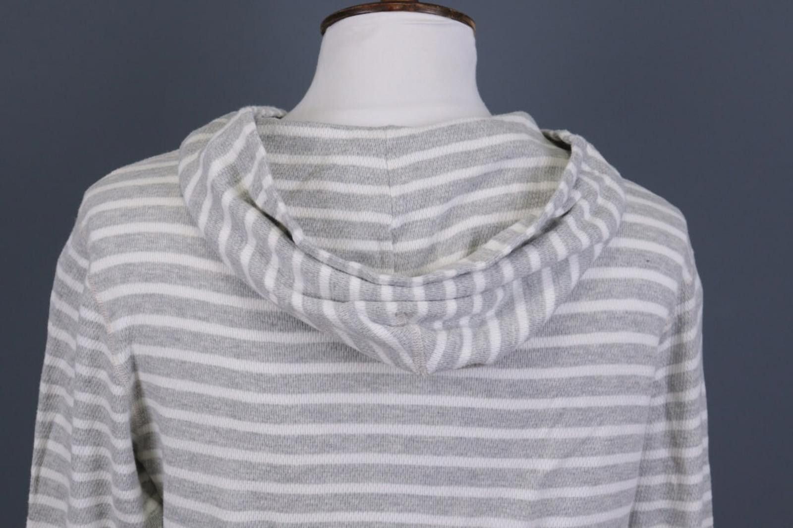 J.Crew J.Crew Gray Striped Henley Knit Hooded Sweater Size M Size US M / EU 48-50 / 2 - 9 Thumbnail