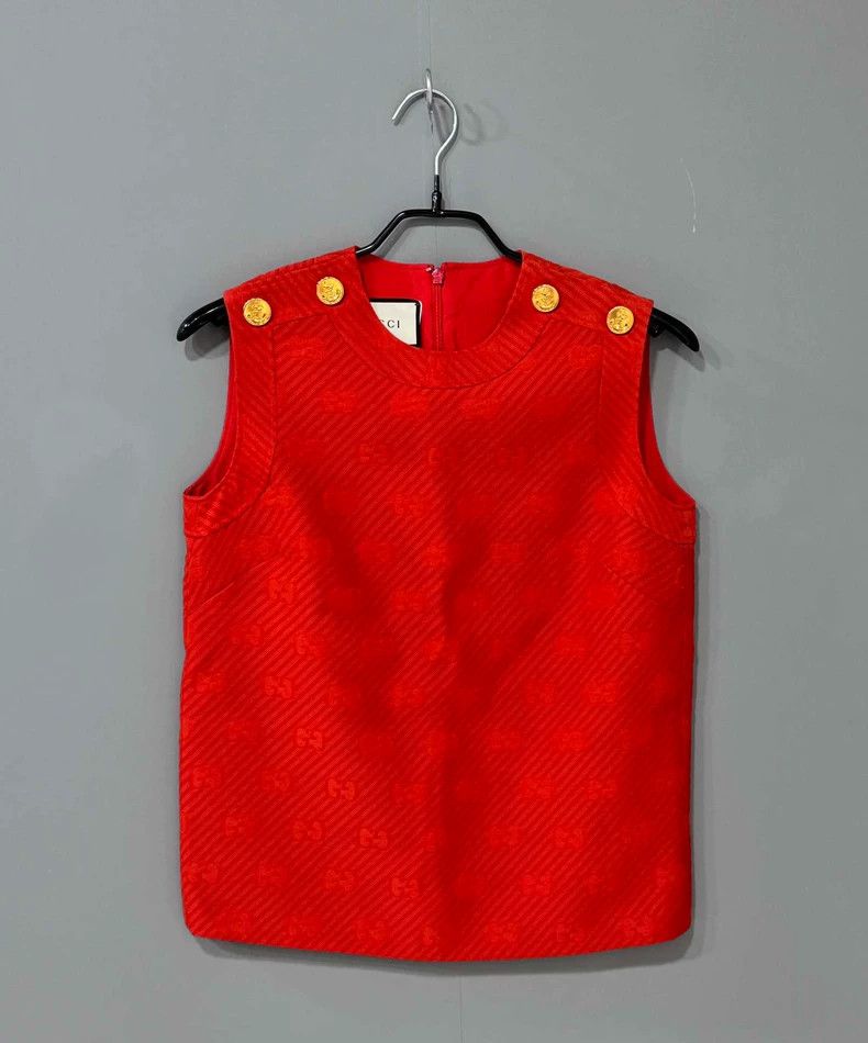 Gucci Red Patterned Sleeveless Top by GUCCI-dmc Size US S / EU 44-46 / 1 - 1 Thumbnail