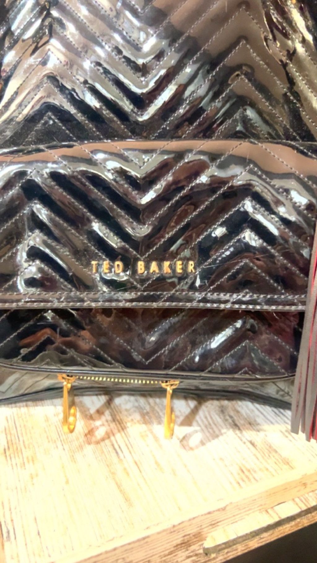 Ted Baker Women's Ted Baker Black Patent Chevron Tote Bag One Size wit Size ONE SIZE - 3 Thumbnail