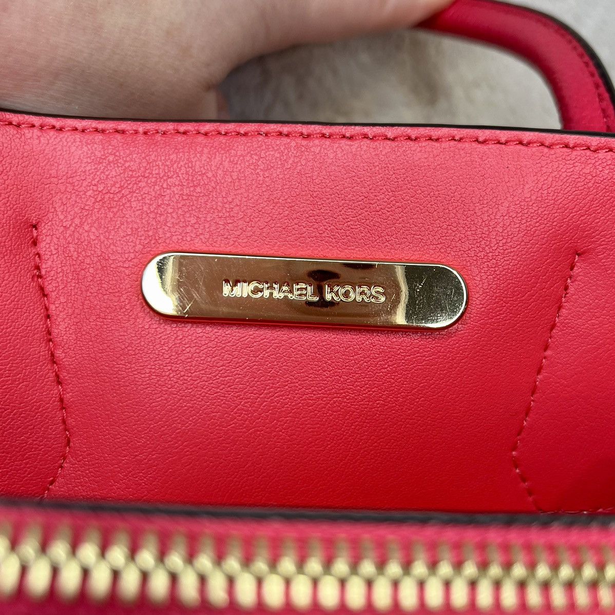 Michael Kors Michael Kors Deep Pink Mercer Embellished Leather 2-Way Bag Size ONE SIZE - 16 Thumbnail