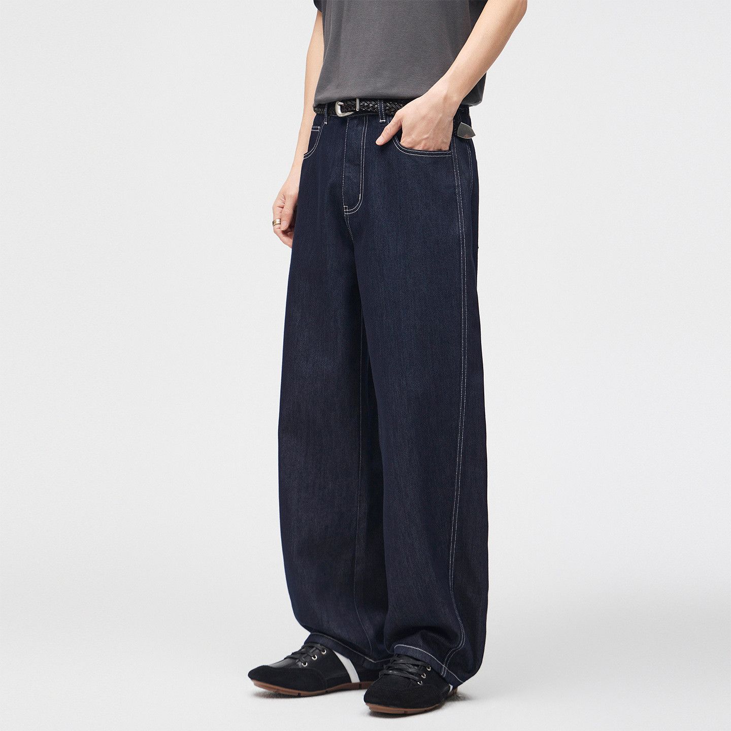 Vintage Men's American-style loose wide-leg casual curved jeans Size US 32 / EU 48 - 3 Thumbnail