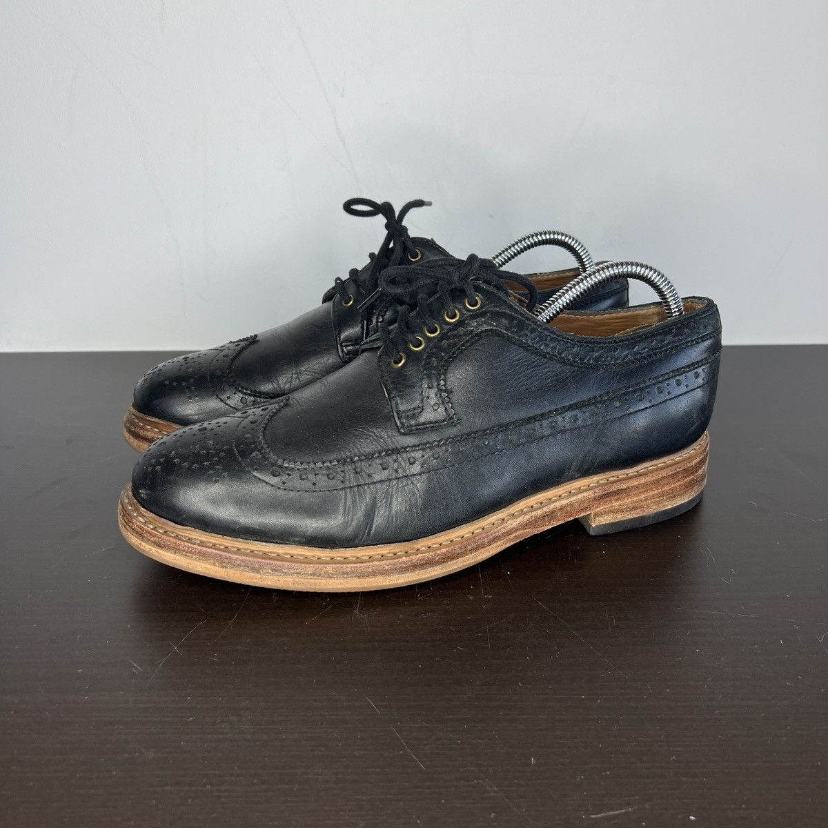 Designer JOHN WHITE BOURTON DERBY BROGUE BLACK CALF LEATHER SHOES Size US 10 / EU 43 - 1 Thumbnail