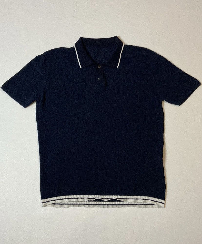 Jacquemus Jacquemus Navy Knit Polo Shirt White Trim Size M Size US M / EU 48-50 / 2 - 2 Thumbnail
