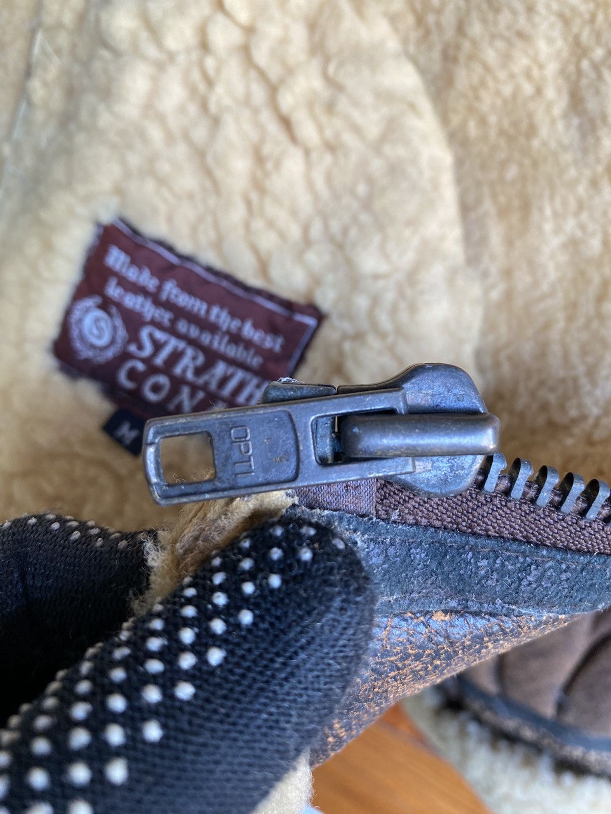 Vintage STRATH CONAR B-3 Shearling Leather Flight Jacket Distressed Size US M / EU 48-50 / 2 - 12 Thumbnail