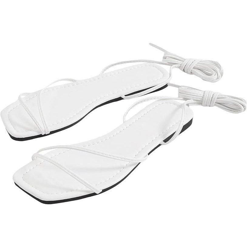Other Gorglitter Women's Size 8.5 White Lace Up Gladiator Sandals Size US 8.5 / IT 38.5 - 1 Thumbnail