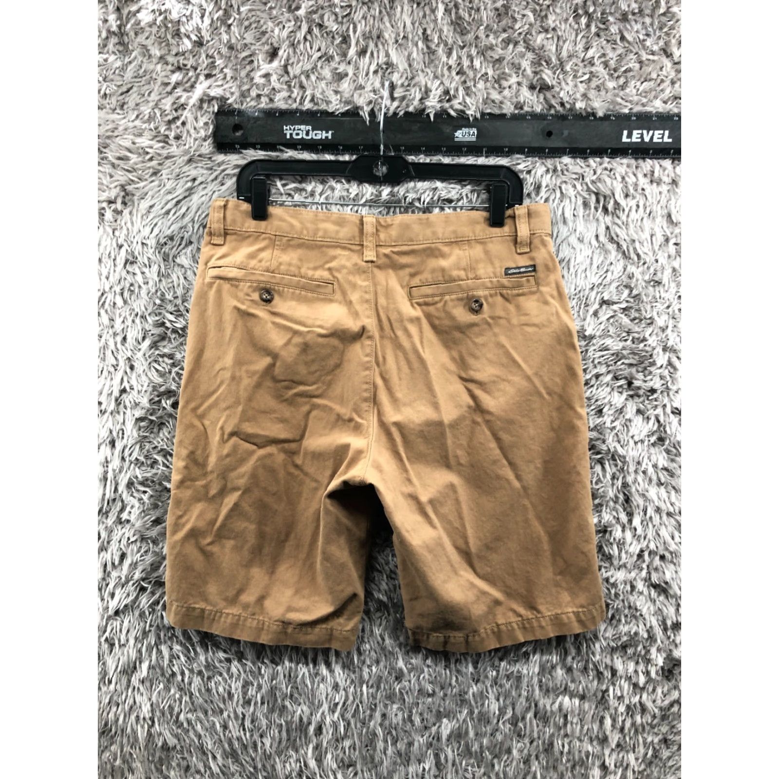 Eddie Bauer Eddie Bauer Chino Shorts Mens 33 Mid Beige Medium Wash Regular 5-Pocket Logo Pockets Knit Cotton Blend Flat Front Belt Loops Inseam 10in Casual Mens Size US 33 - 6 Thumbnail