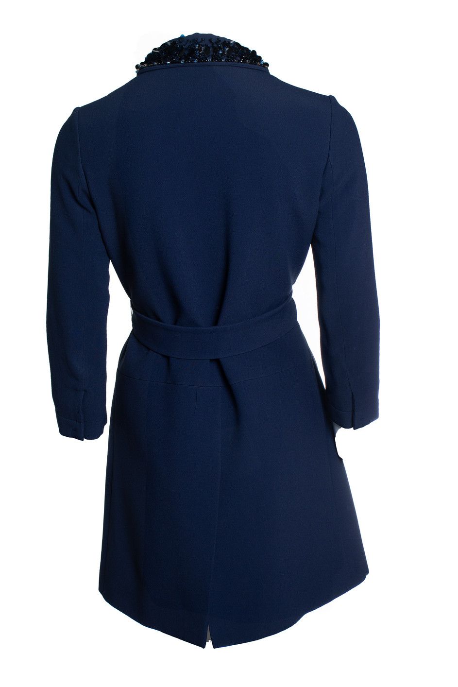 Miu Miu Miu Miu, blue jacket with belt and sequinned collar Size M / US 6-8 / IT 42-44 - 3 Thumbnail