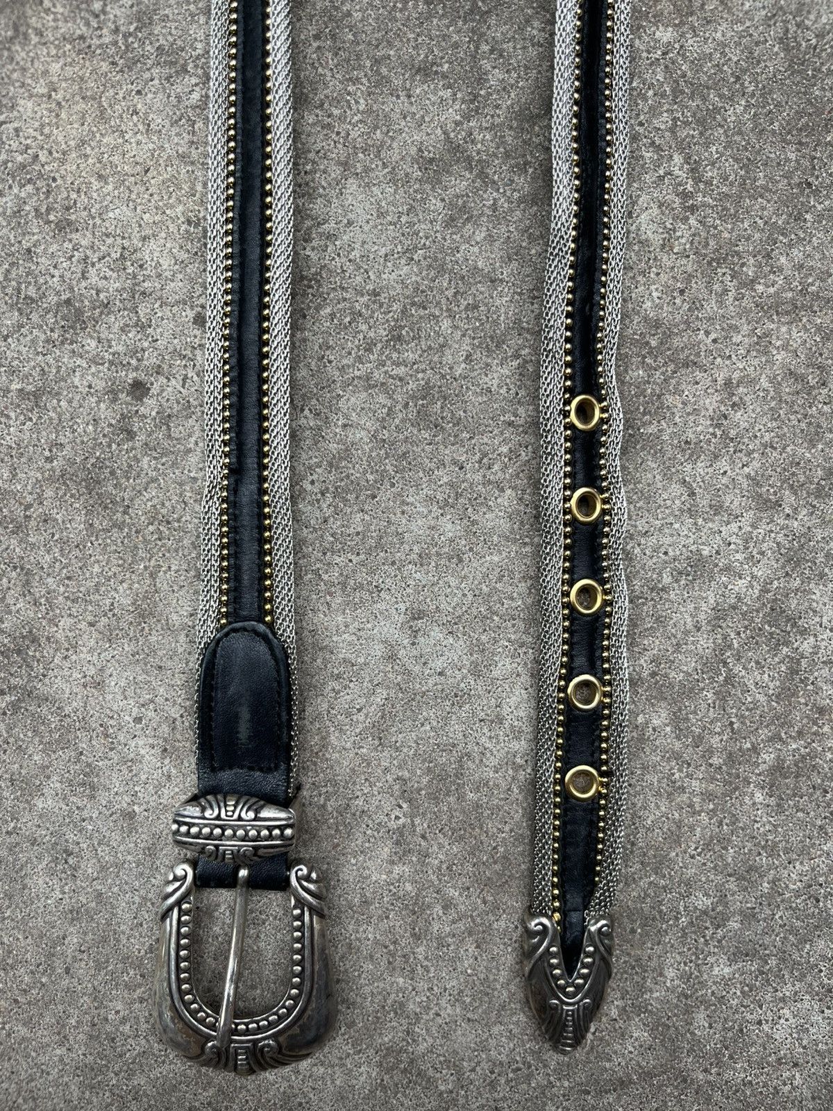 Vintage Black / Silver / Gold Metallic Belt Size ONE SIZE - 2 Thumbnail