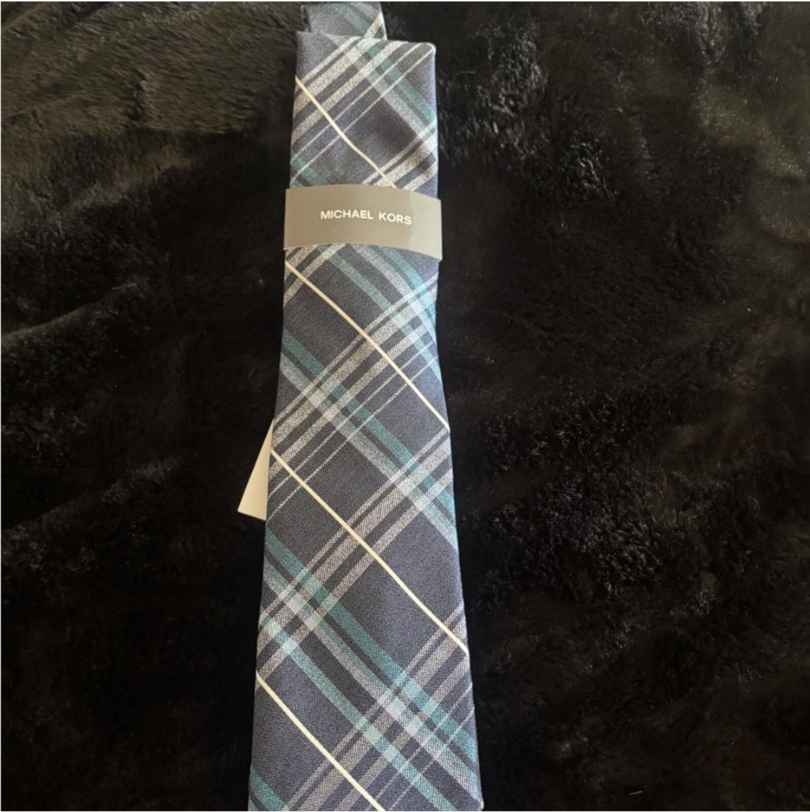 Michael Kors ( Michael Kors) Men's Blue Plaid Tie Size ONE SIZE - 2 Thumbnail