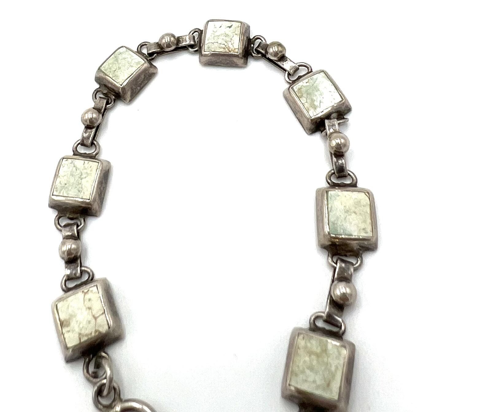 Other Mexico Sterling Silver Magnasite Panel Links Bracelet Size ONE SIZE - 3 Thumbnail
