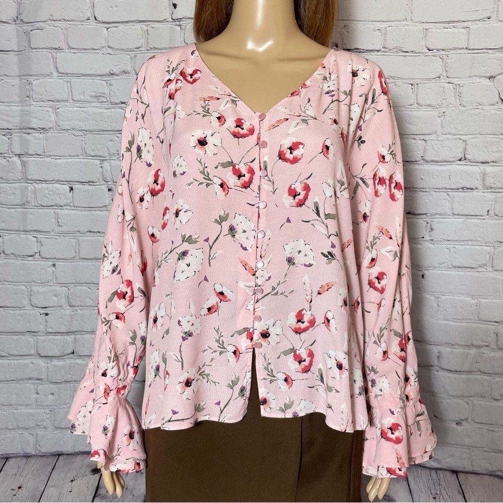 Sanctuary Sanctuary Posey Bell-Sleeve Floral Blouse Size L Size L / US 10 / IT 46 - 9 Thumbnail