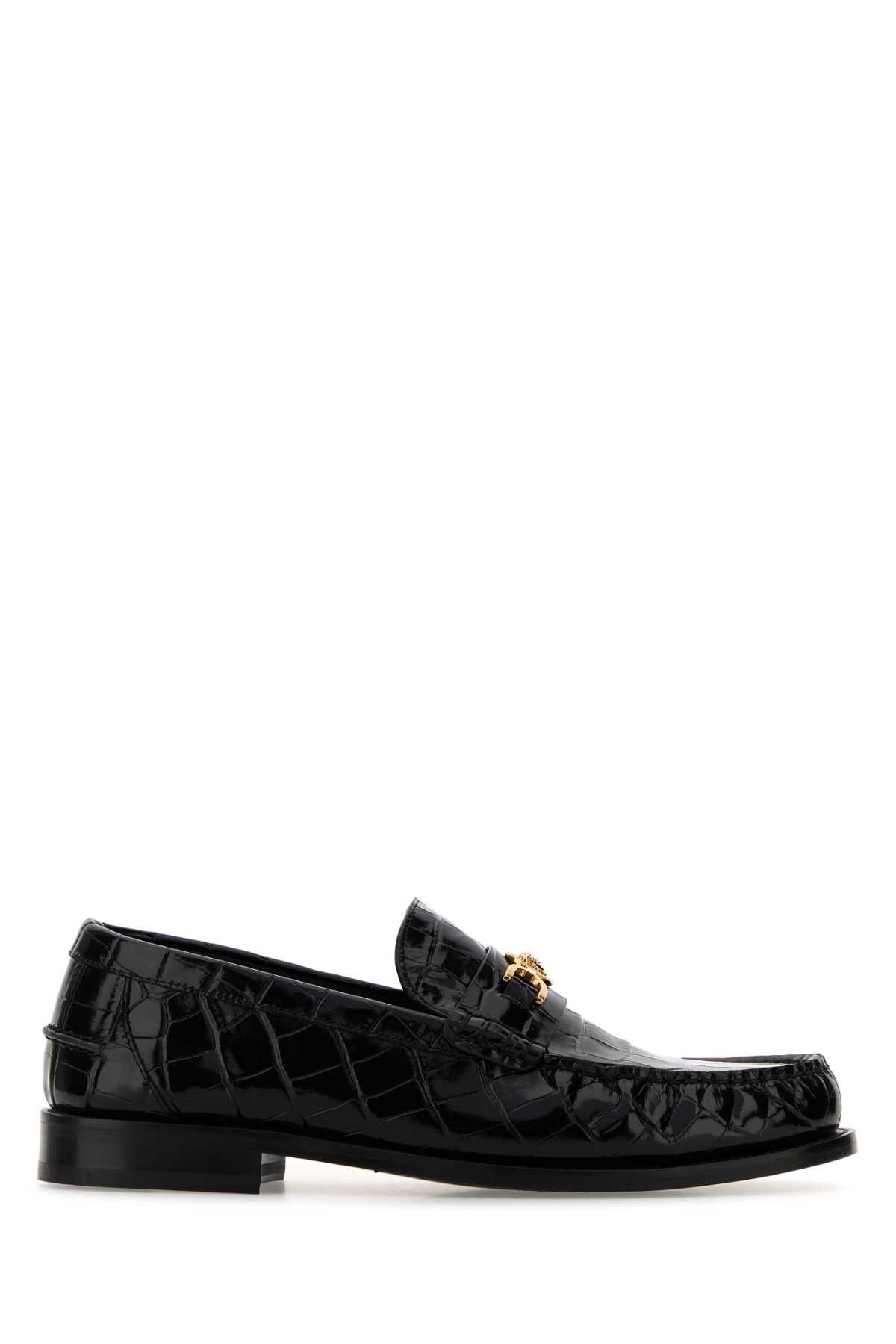 Versace Black Leather Loafers Size US 7 / EU 40 - 1 Thumbnail
