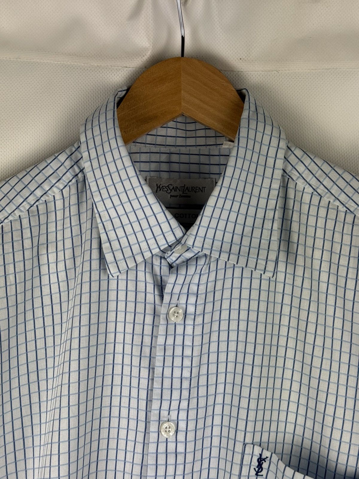 Yves Saint Laurent YSL Yves Saint Laurent Vintage 90s S/S Plaid Button Up Shirt Size US L / EU 52-54 / 3 - 8 Thumbnail