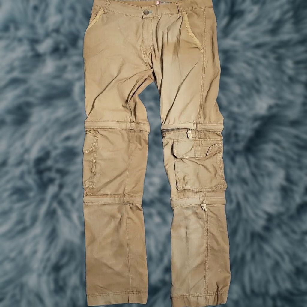 VINTAGE Levi\'s SYKES Cargo Pants Trousers Convertible Zip Off Shorts W34 L34 Beige Cotton Mens Relaxed Regular 34in 33in Inseam 34in
