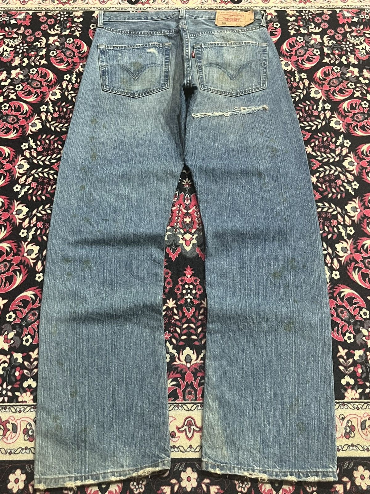 Levi's Vintage y2k Levi’s 501 Blue Washed Distressed Blowout Jeans Size US 32 / EU 48 - 2 Thumbnail