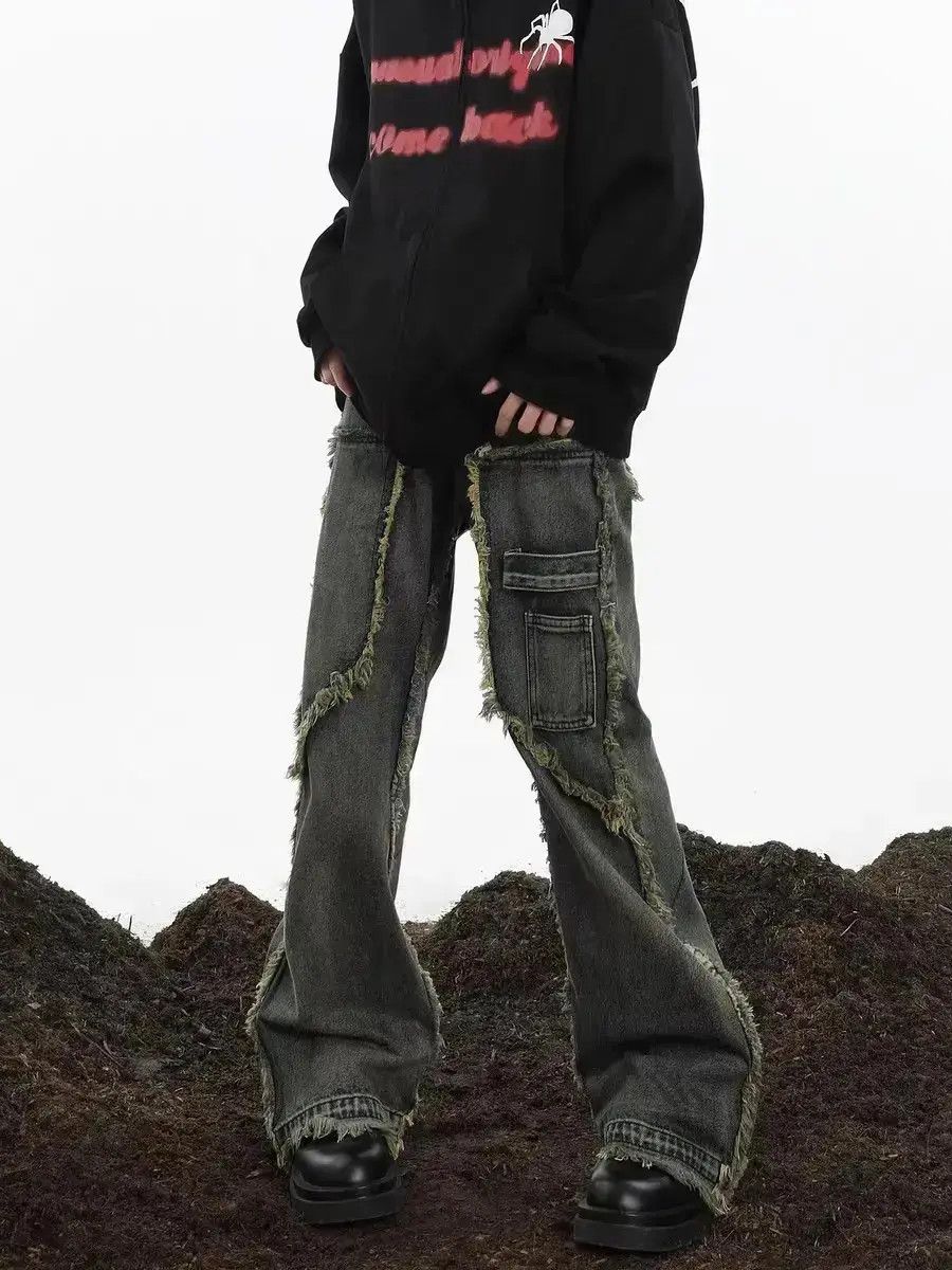 Japanese Brand Vintage street wash baggy y2k micro flare jeans Size US 30 / EU 46 - 1 Thumbnail