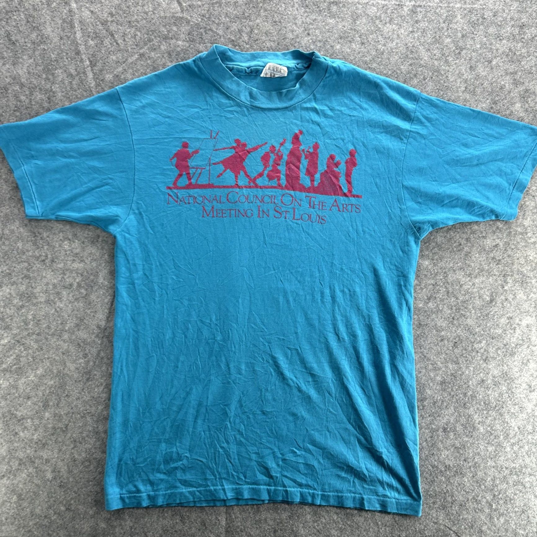 Hanes VINTAGE Hanes Shirt Mens Large Blue St Louis National Council On The Arts 80s Tee Graphic Print Limited Edition Size US L / EU 52-54 / 3 - 2 Thumbnail