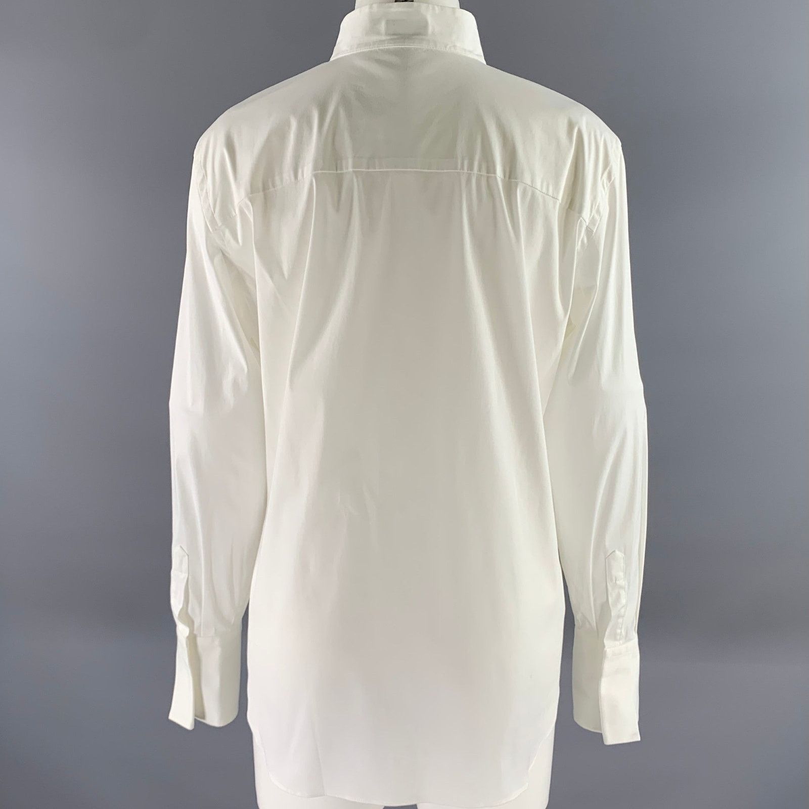 Brunello Cucinelli BRUNELLO CUCINELLI Size XL White Cotton Blend Beaded Shirt Size XL / US 12-14 / IT 48-50 - 4 Thumbnail