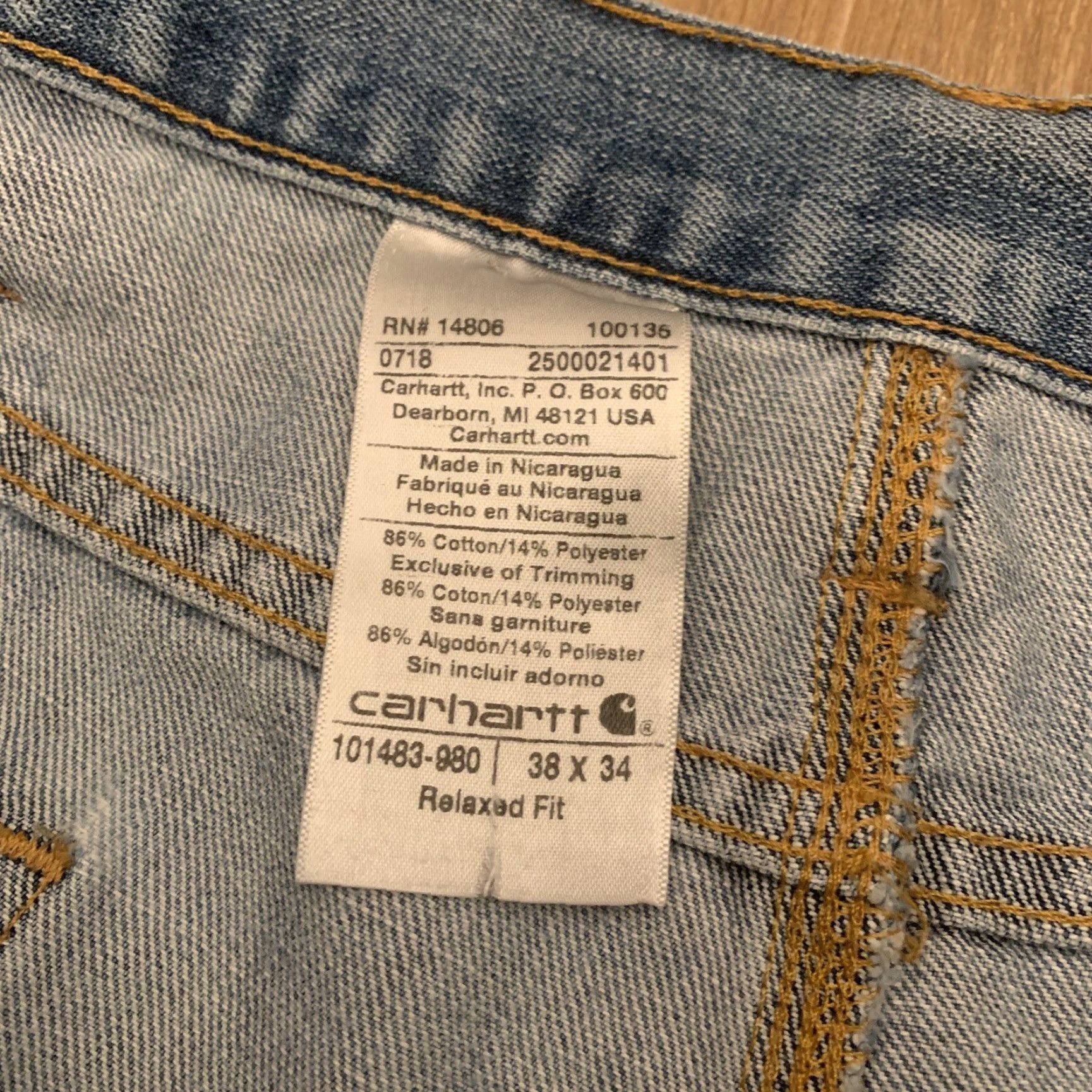 Carhartt Carhartt Jeans Mens 38x34 Denim Relaxed Fit 101483-980 Medium Wash Blue Size US 38 / EU 54 - 6 Thumbnail